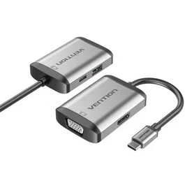 Vention Conversor TFAHB 1xUSB 1xHDMI 1xVGA 1xUSB Tipo-C PD 15cm Gris